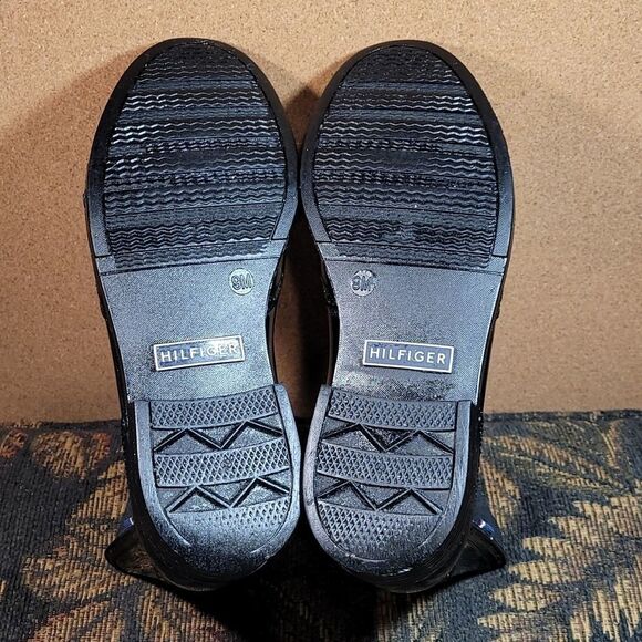 Rare Tommy Hilfiger Wing Tip Black Rain Boots- Size 9 - Picture 7 of 9